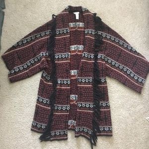H&M Aztec Patterned Fringe Cardigan